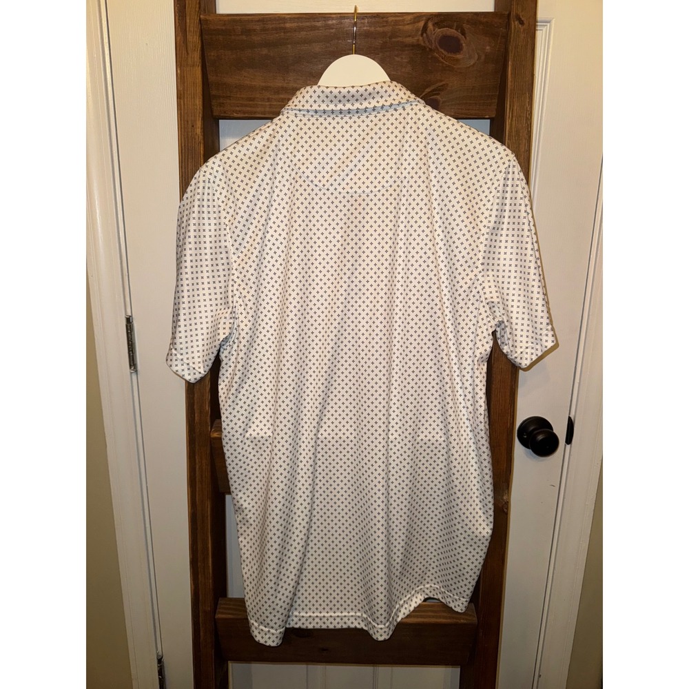 Swannies Mens Polo Shirt White Geometric Print Short Sleeve Button Size Large - Picture 3 of 3